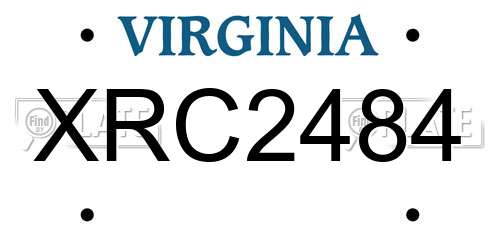 XRC2484 Virginia License Plate