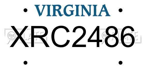 XRC2486 Virginia License Plate