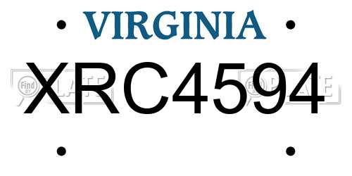 XRC4594 Virginia License Plate