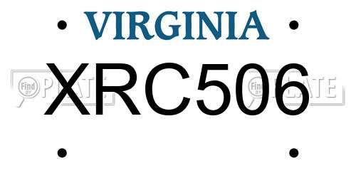 XRC506 Virginia License Plate