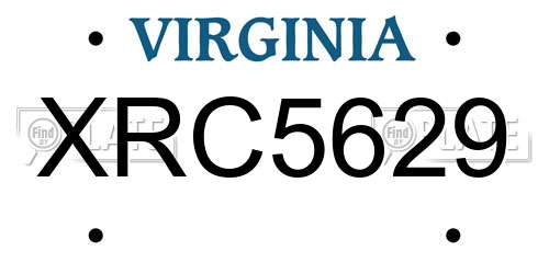 XRC5629 Virginia License Plate