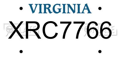 XRC7766 Virginia License Plate
