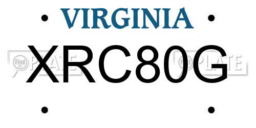 XRC80G Virginia License Plate