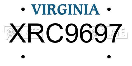 XRC9697 Virginia License Plate