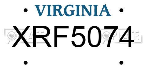 XRF5074 Virginia License Plate