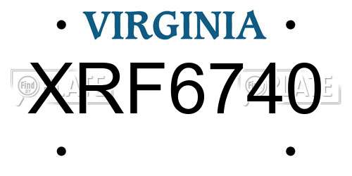 XRF6740 Virginia License Plate