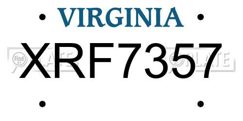 XRF7357 Virginia License Plate