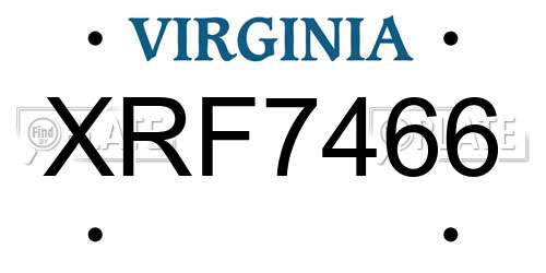 XRF7466 Virginia License Plate