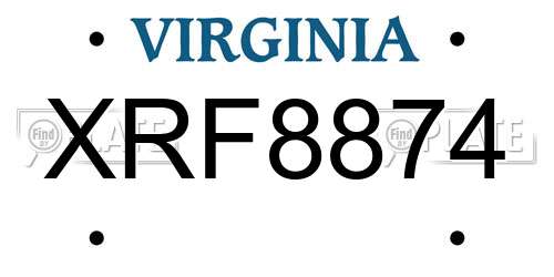 XRF8874 Virginia License Plate
