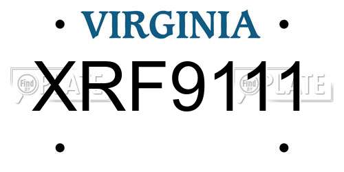 XRF9111 Virginia License Plate