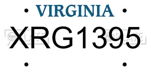 XRG1395 Virginia License Plate
