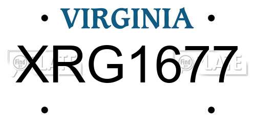 XRG1677 Virginia License Plate