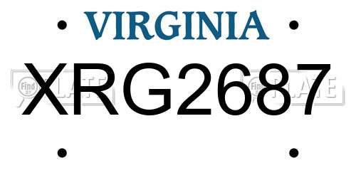 XRG2687 Virginia License Plate