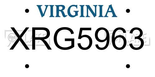 XRG5963 Virginia License Plate