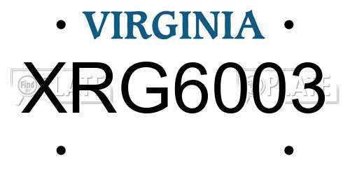 XRG6003 Virginia License Plate