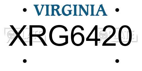 XRG6420 Virginia License Plate