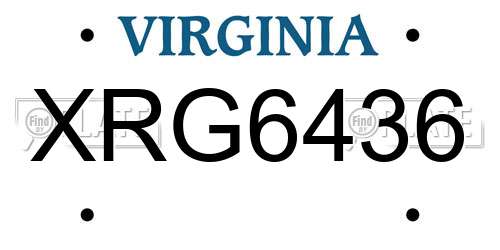 XRG6436 Virginia License Plate