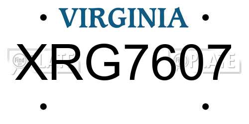 XRG7607 Virginia License Plate