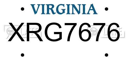 XRG7676 Virginia License Plate