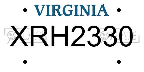 XRH2330 Virginia License Plate