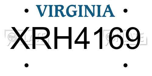 XRH4169 Virginia License Plate
