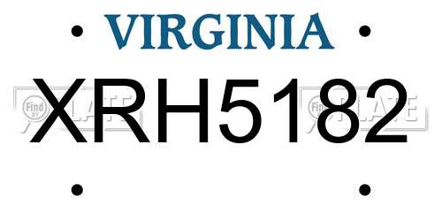 XRH5182 Virginia License Plate