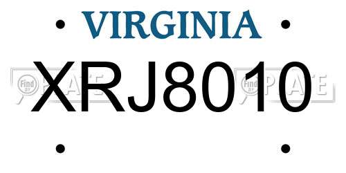 XRJ8010 Virginia License Plate