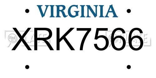 XRK7566 Virginia License Plate