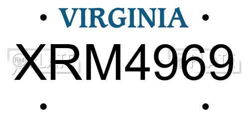 XRM4969 Virginia License Plate