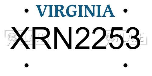 XRN2253 Virginia License Plate