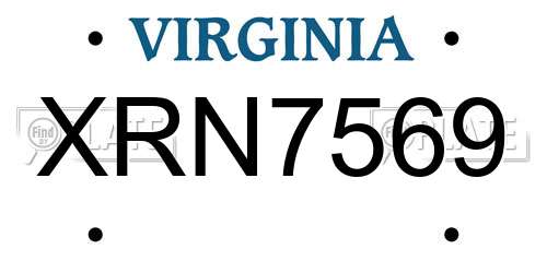 XRN7569 Virginia License Plate