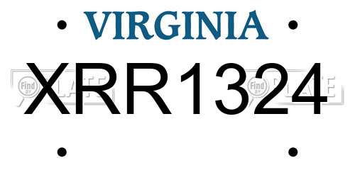 XRR1324 Virginia License Plate
