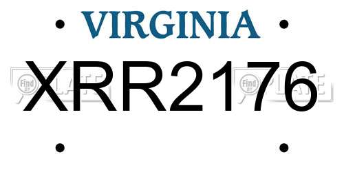 XRR2176 Virginia License Plate