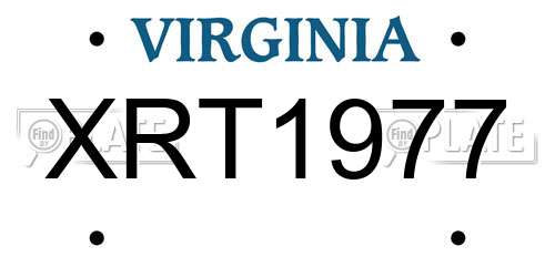 XRT1977 Virginia License Plate