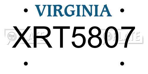 XRT5807 Virginia License Plate