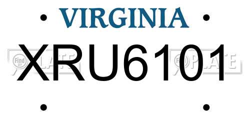 XRU6101 Virginia License Plate