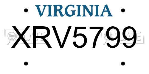 XRV5799 Virginia License Plate