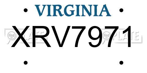 XRV7971 Virginia License Plate