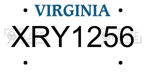 XRY1256 Virginia License Plate