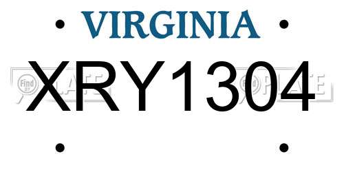 XRY1304 Virginia License Plate