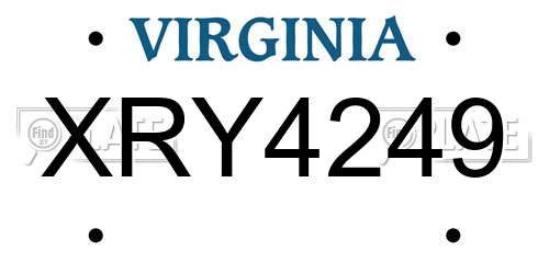 XRY4249 Virginia License Plate