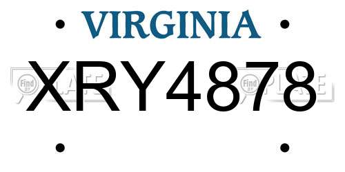 XRY4878 Virginia License Plate