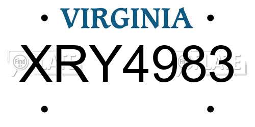 XRY4983 Virginia License Plate