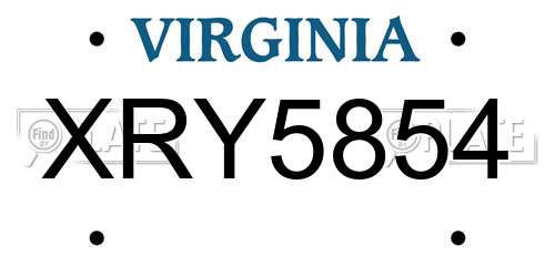 XRY5854 Virginia License Plate