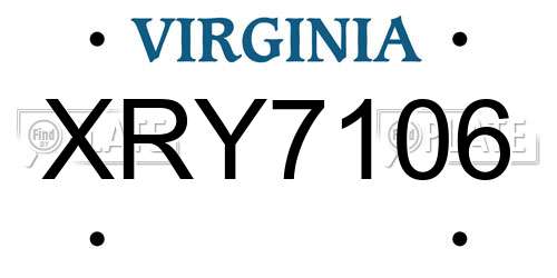 XRY7106 Virginia License Plate
