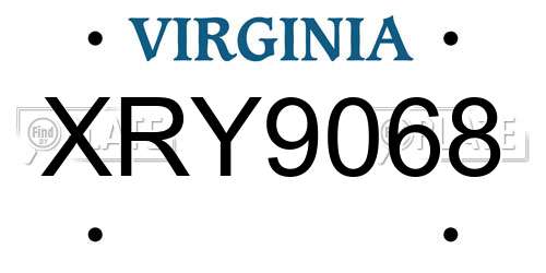 XRY9068 Virginia License Plate