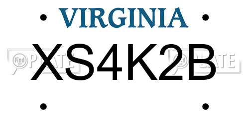 XS4K2B Virginia License Plate