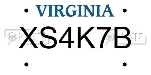 XS4K7B Virginia License Plate