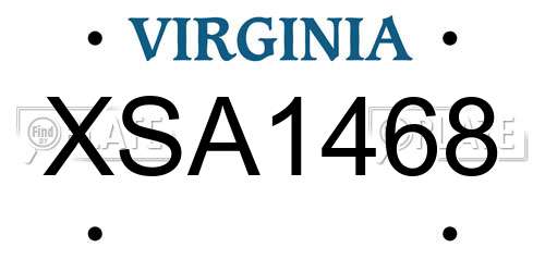 XSA1468 Virginia License Plate