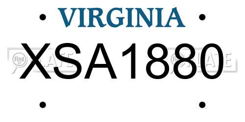XSA1880 Virginia License Plate